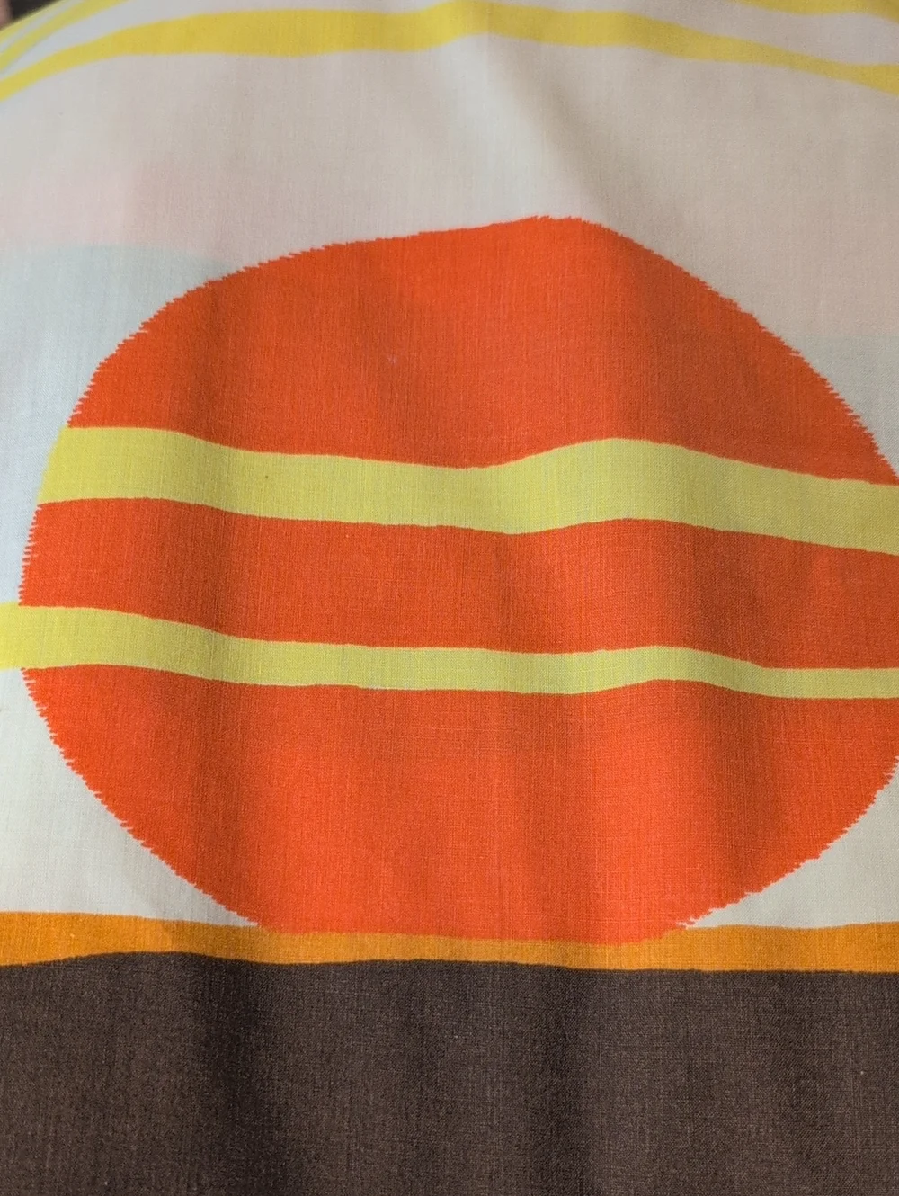Vintage 1970s King Size Pillowcase Retro Bold Stripes Orange Yellow Brown MCM